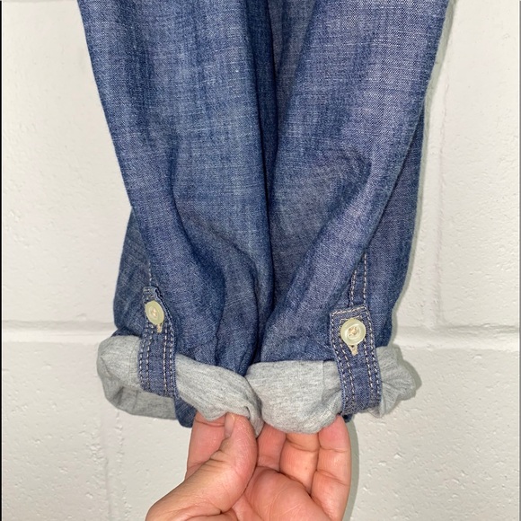 GAP Jersey Lined Button Down Denim Romper 18-24 Months GAP Denim Romper 18-24M - Picture 15 of 16